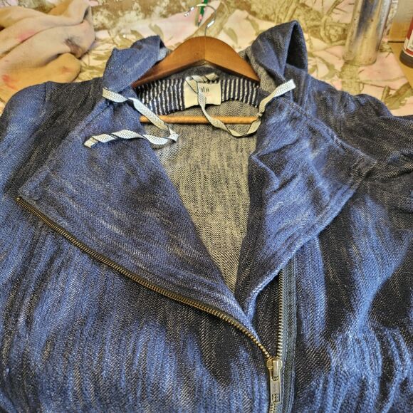 Cabi Adventure Anorak Blue Denim Duster Jacket Hooded Coatigan Womens Size M - Picture 6 of 12